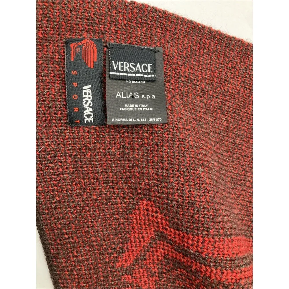 Gray Versace Sport Ski Merino Wool Medusa Scarf Men Logo